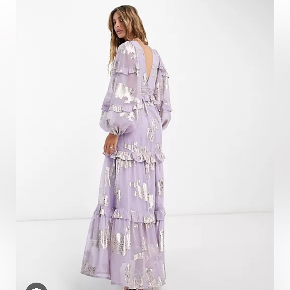 ASOS DESIGN Plunge Pintuck Maxi Dress with Cutout Size 14